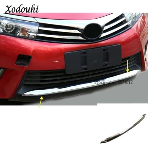 For Toyota Corolla Altis 2014 2015 2016 Car cover Bumper ABS Chrome trim Front protection bar bottom Grid Grill Grille frame edg