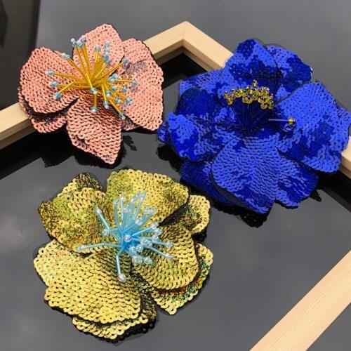 Handmade nail-bead embroidery flower Sequins patch cloth decorated with DIY auxiliary material large patch repair hole appliqu