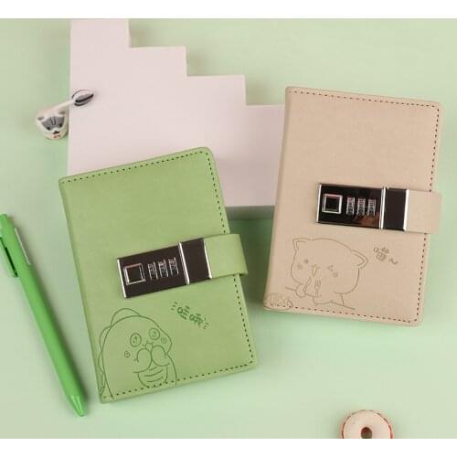 Small Notepad A7 Notebook with Lock Journal Office Diary Agenda Planner Stationery Organizer Line Sketchbook Pocket Note Book