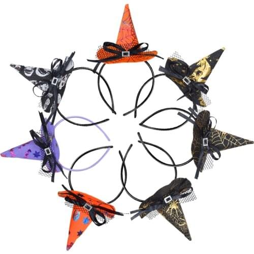 1pcs New Halloween Hair Hoop Children Headband Witch Cosplay Costume Party Headdress Pumpkin Spider Web Party Decor Gift