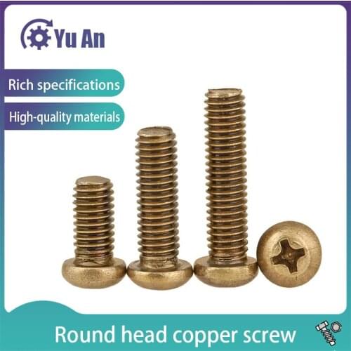 Factory Direct GB818 Copper Round Head Cross Machine Tooth Screw Pan Head Screw Copper Head Screw M5M6 20PCS
