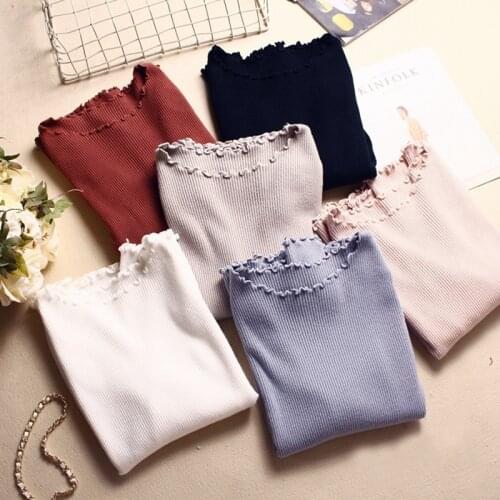 Pullover Sweater Women Winter 2020 Knitwear O Neck Ruffle Frill Edged Knitted Top Pull Femme Truien Dames Swetry Damskie