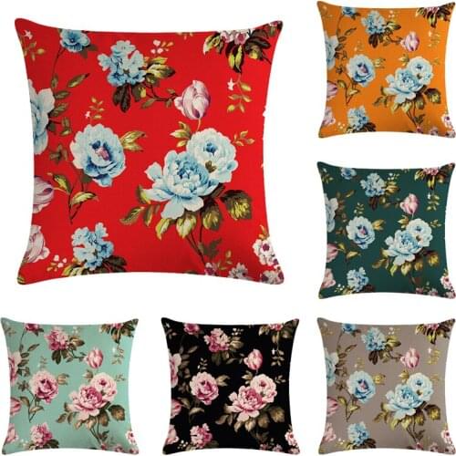 Plant Flower Cotton Linen Throw Pillow Case Cushion Cover Home Decor Decorative Pillows For Sofa Seat Cushion 45cm*45cm