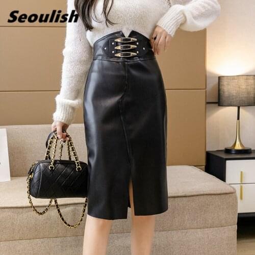 Юбки-карандаши с завышенной талией Seoulish China At AliExpress