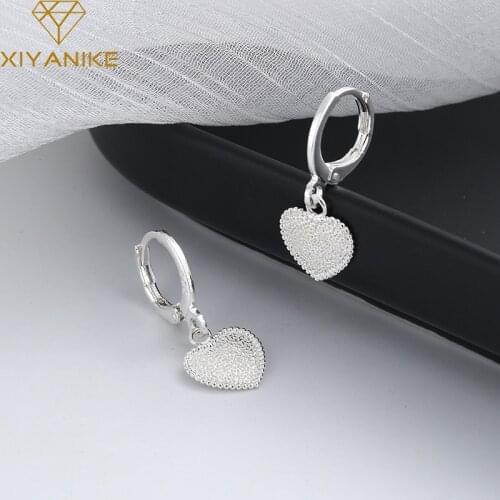 XIYANIKE 925 Sterling Silver Frosted Love Heart Earrings High Quality Sweet Romantic Style Handmade Jewelry Wedding Gift Cерьги