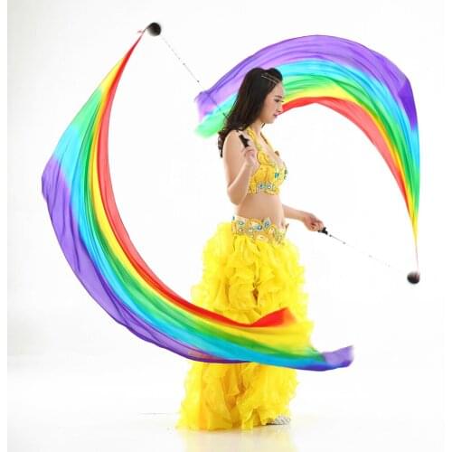 Silk Veil Poi Throw Balls Belly Dance Yoga Accessories Props Durable Chain