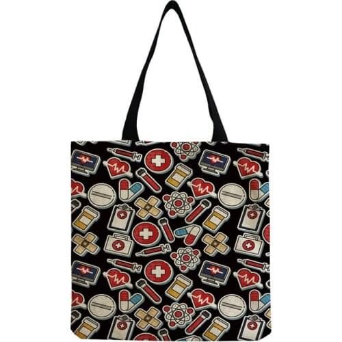 Foldable Daily Shopping Bag Electrocardiogram Injection Printed Shoulder Bag Creativity Fashion Handbags Eco Reusable Beach Bag