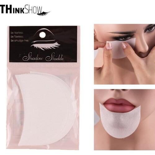 THINKSHOW 50 PCs Cotton Eyeshadow Shield Under Eye Lint Free Patch Disposable Pads Lipstick Protector Beauty Makeup Tool