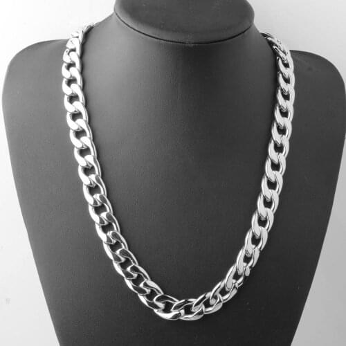 Tiasri 15mm Cuba Curb Miami Link Mens necklace Bracelet Heavy Stainless Steel Chain Best Gift Punk Style Jewelry Wholesale