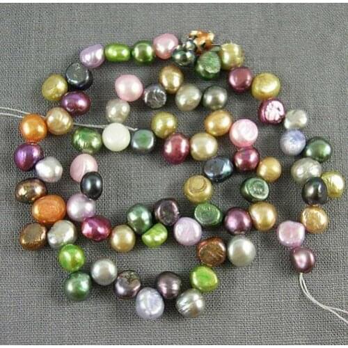 Unique Pearls jewellery Store Multicolor Corn Potato 7-7.5MM Freshwater Pearl Loose Beads One Full Strand 14 inches YLC1-23