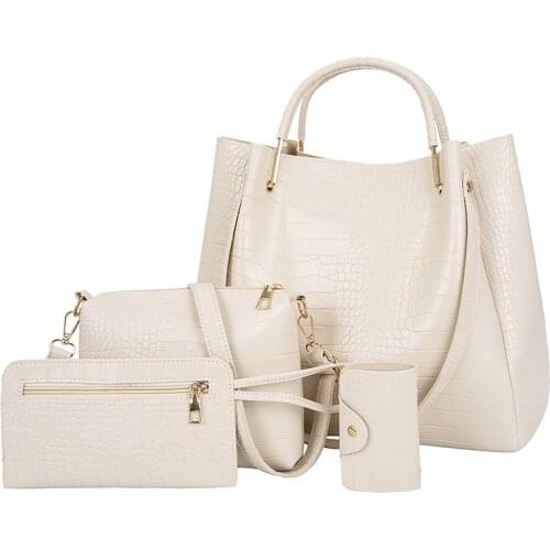 Crossbody Totes Vintage Alligator Pattern Handbag Women Crocodile Pattern Messenger Ladies Four-Piece Mother-And-Child Bag