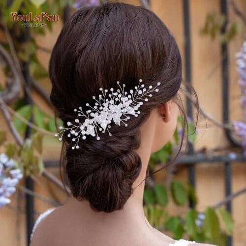 YouLaPan HP176 Bridal Headpieces Set Bridal Hair Accessories Pearl Crystal Hair Pins Silver Wedding Hair Clip Pearl Headband