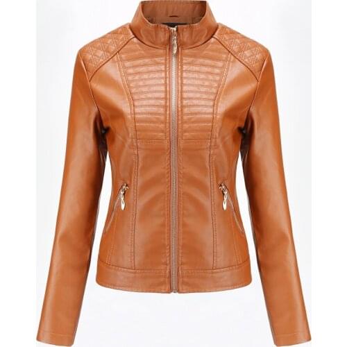 2020 Women Spring Leather Jacket Plus Size Female Outerwear Long Sleeve Short PU Leather Coat Solid Motorcycle Leather Jacket