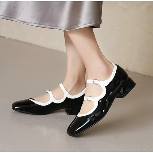 Big Size 33-43 Fashion Single Shoes Comfortable Square Heels Solid Color Ladies Shoes Summer Shallow Women Pumps