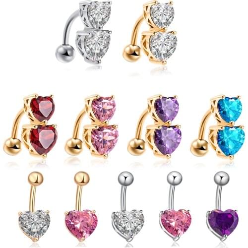 1PC Steel Belly Button Rings Crystal Piercing Oreja Navel Piercing Navel Earring Heart Belly Piercing Sex Body Jewelry Piercing