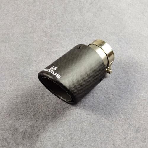 1 PCS Universal Single Matte Carbon Fiber Exhaust Muffler Tail Tips For Remus Logo Curly Car Rear Exhausts Pipe