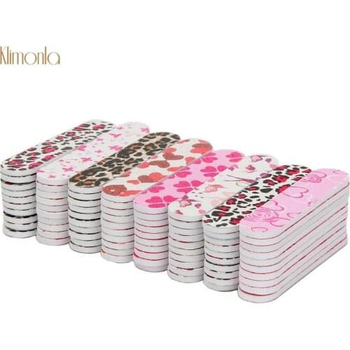 100Pcs Professional Colorful Pattern Sponge Nial File 240/240 Grit Gel Polishing Double Side Nail Art Buffing Manicure Tools