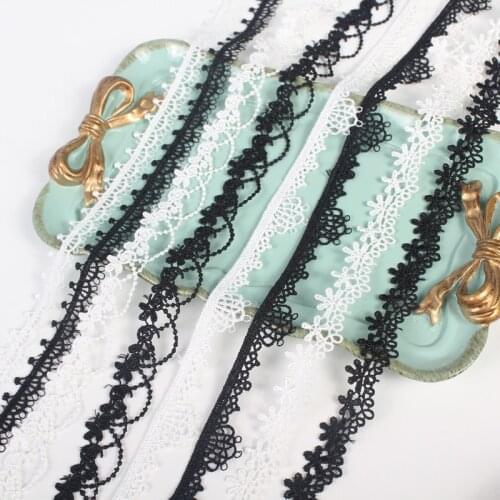 14Yards Black White Water Soluble Embroidery Lace Ribbon Trim Fabric For Sewing Apparel Decoration Accessories Handmade DIY Craf