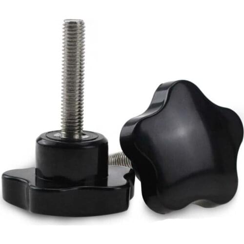 2pcs M6 Torx handle screws hexagon hand screw six star plastic head bolts machine tool handle bolt black color 15mm-70mm long