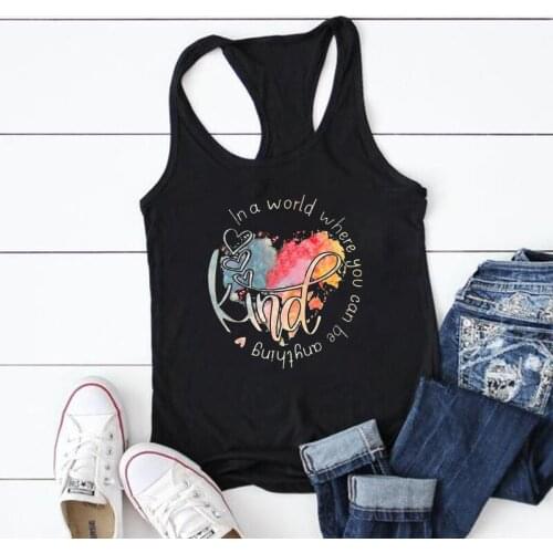 2021 Fashion Pink Heart Printing Tank Top Women Sleeveless Graphic Summer Vest Femme Crew Neck Womens Tops Plus Size Ropa Mujer