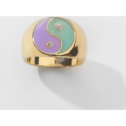 2021 New Trendy Colorful Dripping Oil Tai Chi Finger Rings Vintage Fashion Yin Yang Enamel Rings for Women Punk Jewelry Gifts