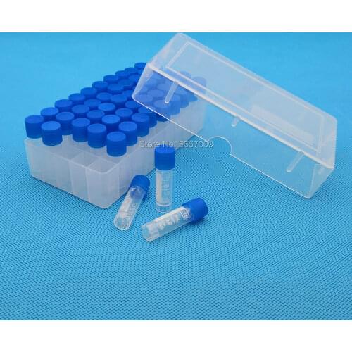 50 pieces plastic 1.8ml freezing tube + one piece 50 vents plastic Freezing tube storage box for experiment