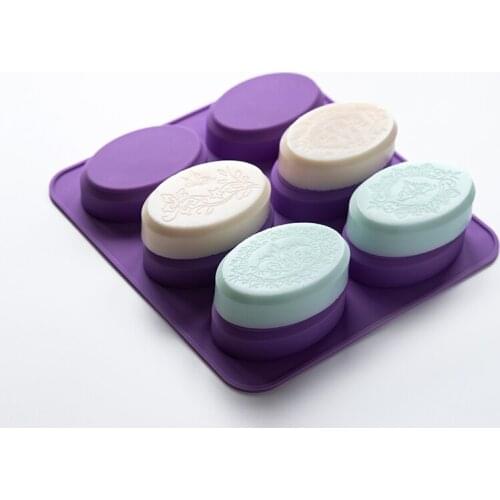 6 Cavity European style Oval Silicone Molds DIY Handmade Soap Making Supplies Dessert Mousse Fondant Cake Decorating Baking Tool