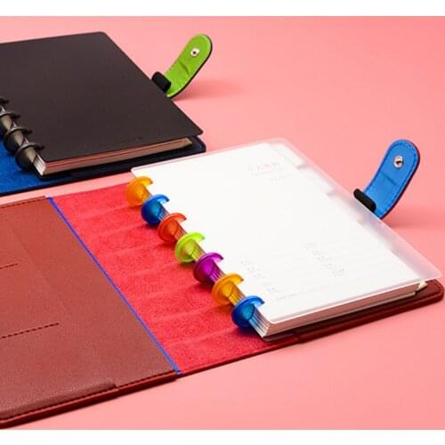 A5 B6 Binding Discs Button Notepad Plastic Loose-leaf Coil Foldable Plastic Disc Buckle Colorful Binder Ring Snap Planner Book