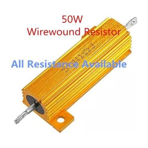 50W Aluminum Power Metal Shell Case Wirewound Resistor 0.01 ~ 100K 0.05 0.1 0.5 1 1.5 2 6 8 10 20 100 150 200 300 500 1K 10K ohm
