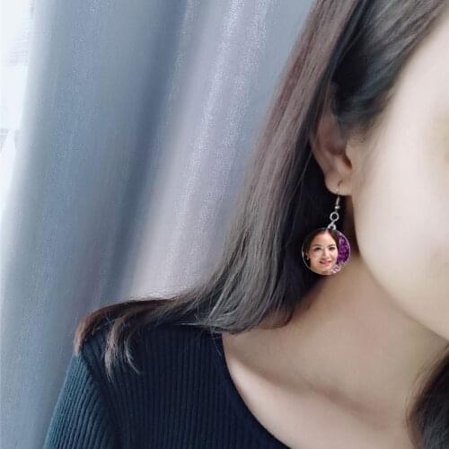 Sublimation white aluminum dangle earrings for women round drop earrings hot transfer printing blank consumables 20pairs/lot
