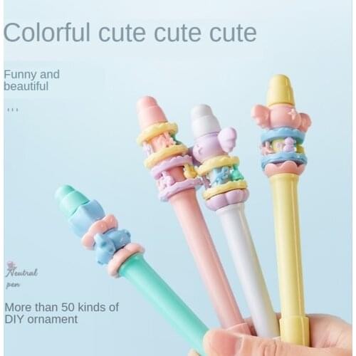 Childrens Decompression Turning Pen Blind Box Gel Pen Creative Rotating Cartoon Cute Girl Heart Shape School Stationery