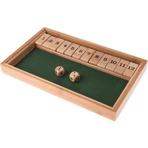 Wooden Deluxe 1-12 Number Shut the Box Dice Board Game Toy for Kids Adult Entertainment KTV Club Drinking Games Prop