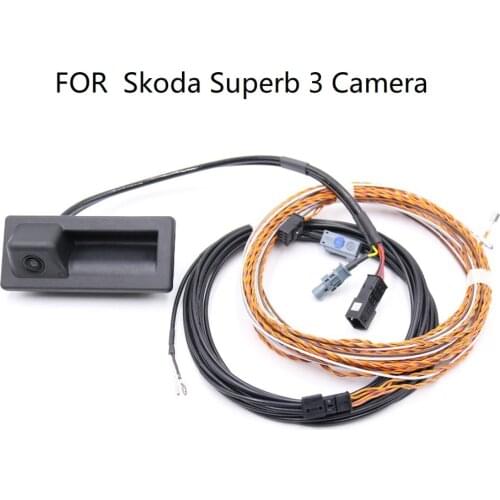 Rear View Trunk handle Camera with Highline Guidance Line Wiring harness FOR Skoda Octavia MK3