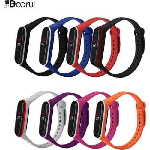 BOORUI double color diamond mi band 4 strap for xiaomi mi band 4 3 silicone watch band Bracelet correa miband 3 strap