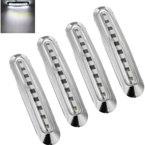 FEEDOPAL 4PCS White 10-30V 9LED Electroplating Frame Side Marker Light Truck Turn Signal Suitable For Various Car Models