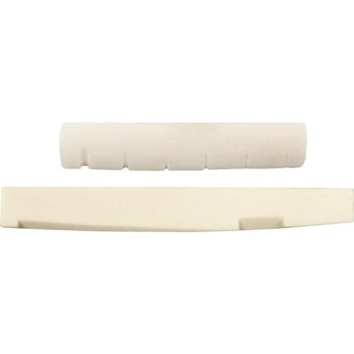 FLEOR Set of Pre-Slotted 6 Strings Acoustic Guitar Bone Nut & Saddle