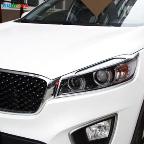 For Kia Sorento 2016 2017 2018 2019 Chrome Car Head Light Cover Trim Headlight Lamp Decorative Covers Trims Styling Accessories