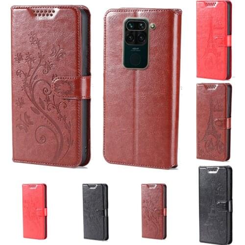 Intaglio icon butterfly flower Tower Flip Leather Wallet Phone Case For Xiaomi Redmi Note 9 Phone cover with card slot