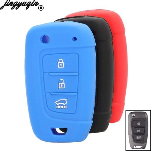Jingyuqin Car Key Case Cover Silicone Shell Folding Key Cover for Elantra Solaris For Hyundai Tucson Elantra Car Styling