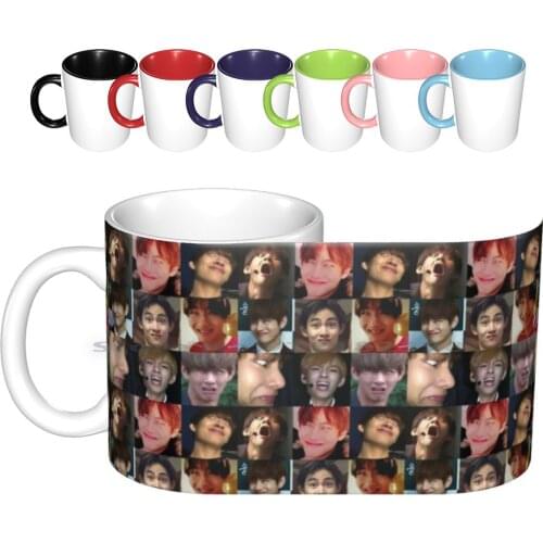 V Derp Face Ceramic Mugs Coffee Cups Milk Tea Mug K Pop Kpop Rap Monster Rm Kim Nam Joon Jin Jin Suga Min Yoon Gi Agust D J