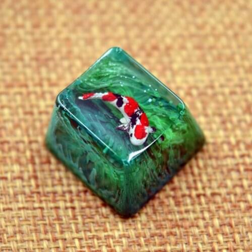 Handmade Backlight Resin Keycaps Koi Design For Cherry Mx Switch Mechanical Keyboard Decoration Gift For Boyfriend Girlfriend