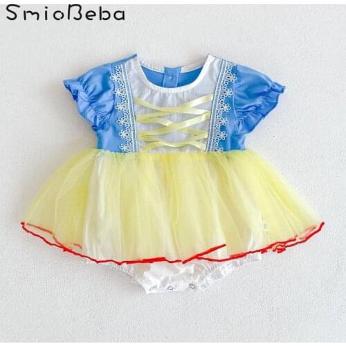 Ins Newest Summer Full Moon Baby Girls Rompers Dress Hundred Days Princess Mesh Contrast Triangle Halloween Costume Jumpsuit