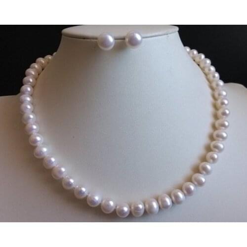 8-9mm White Pearl Jewelry Sets Necklace Earrings Pearl Sets For Women Party Jewelry Wedding Birthday Christmas Gift