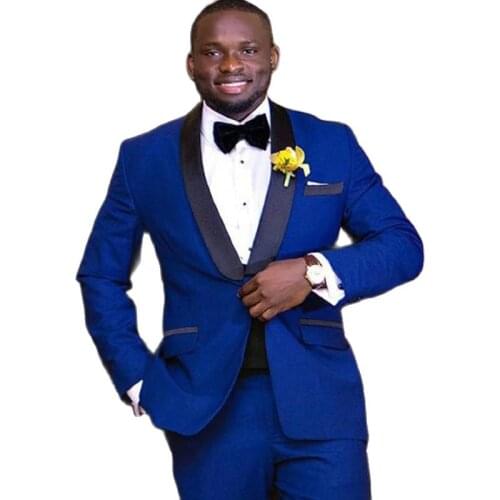Royal Blue Formal Groom Tuxedo for Wedding Party Slim Fit Men Suits 2 Piece Male Fashion Custom Jacket with Pants 2021