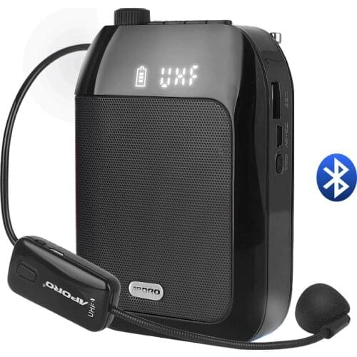 15W Bluetooth Megaphone 2400 mAh UHF Wireless Voice Amplifier Portable Headset Microphone Music Player for Teacher Promotion
