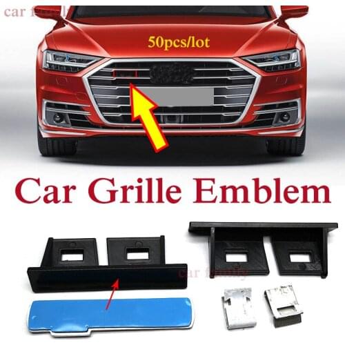 50pcs 3D Metal Front Hood Grille Grill Emblem logo Car Racing Grills car styling Glossy/silvery red/black red for A1 A3 A5 A4 A7