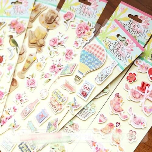 8patterns scrapbooking paperboard 3D stickers set hot air balloon cake flower birds butterfly cutting dies chipboard