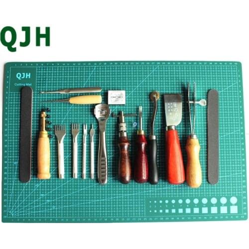 New Products Handmade Sewing Leather Sewing Tools Punching Sleeve Set Steel Tooth Marking Scraper DIY Sewing cutting mat