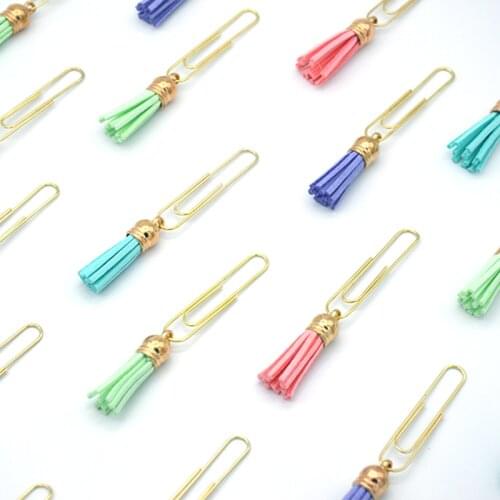 4pcs/pack new creative cute tassel metal memo paper Golden clips set index bookmark for books office school stationery supplies