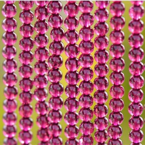 Joanlyn Grade 4A Natural Rhodolite Garnet Beads 3.5mm-5mm Rose Red Color NOT Dyed Smooth Polished Round 15 Inch Strand GA14